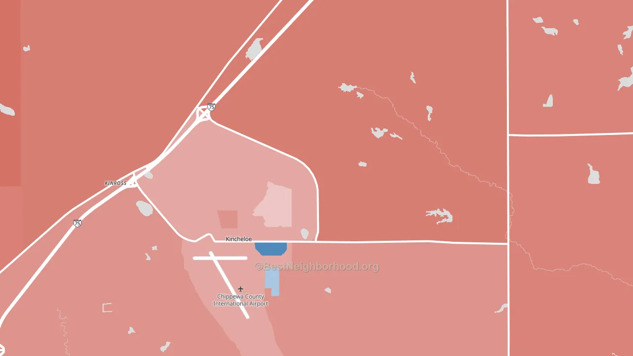 Kincheloe, MI block-group political-lean map