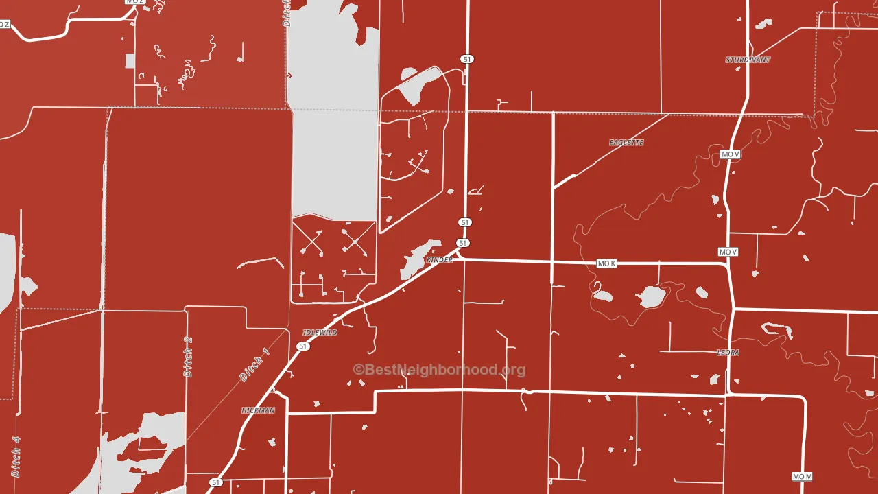 Kinder, MO block-group political-lean map