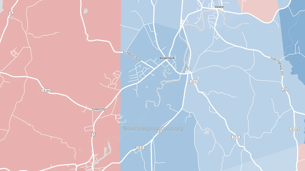 Kinderhook, NY block-group political-lean map