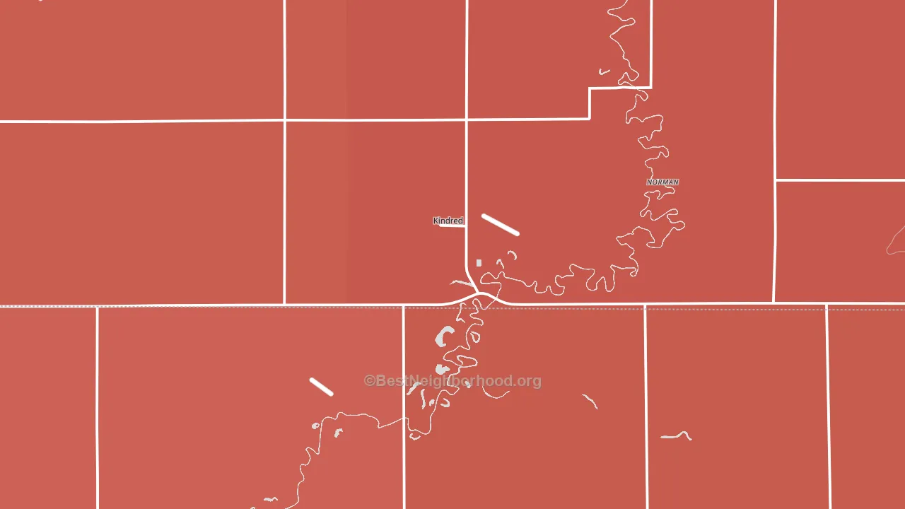 Kindred, ND block-group political-lean map
