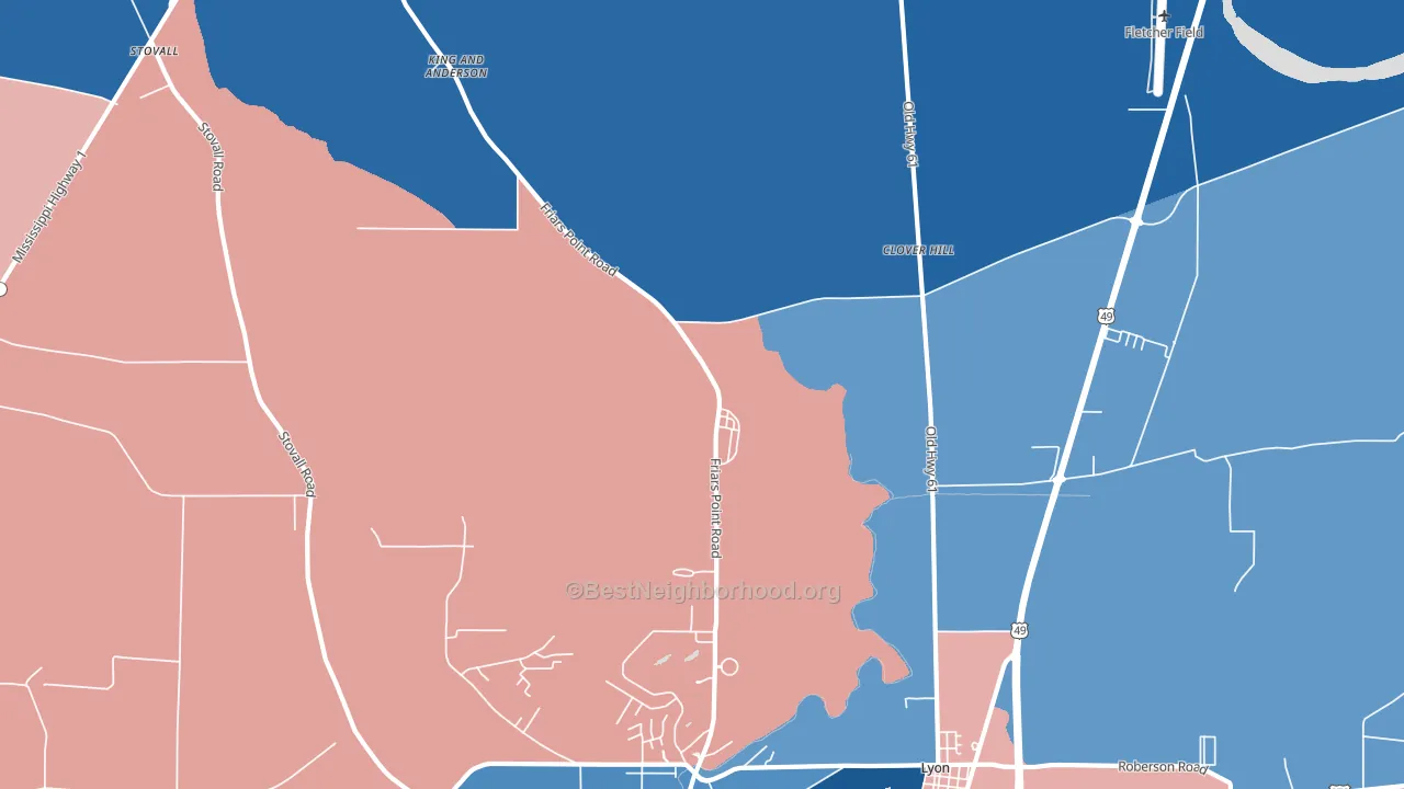 King and Anderson, MS block-group political-lean map