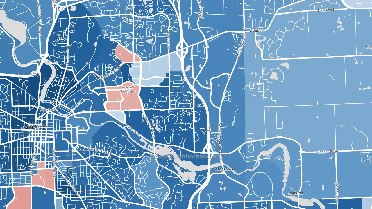 King, Ann Arbor, MI block-group political-lean map