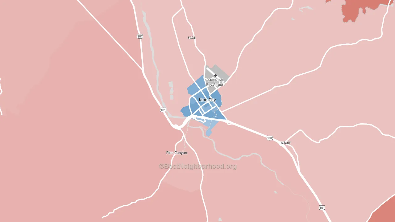 King City, CA block-group political-lean map
