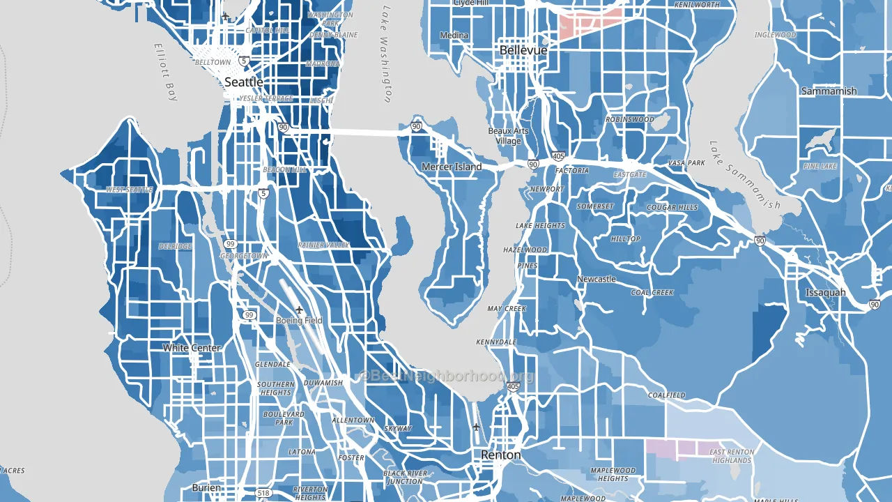 King County, WA block-group political-lean map