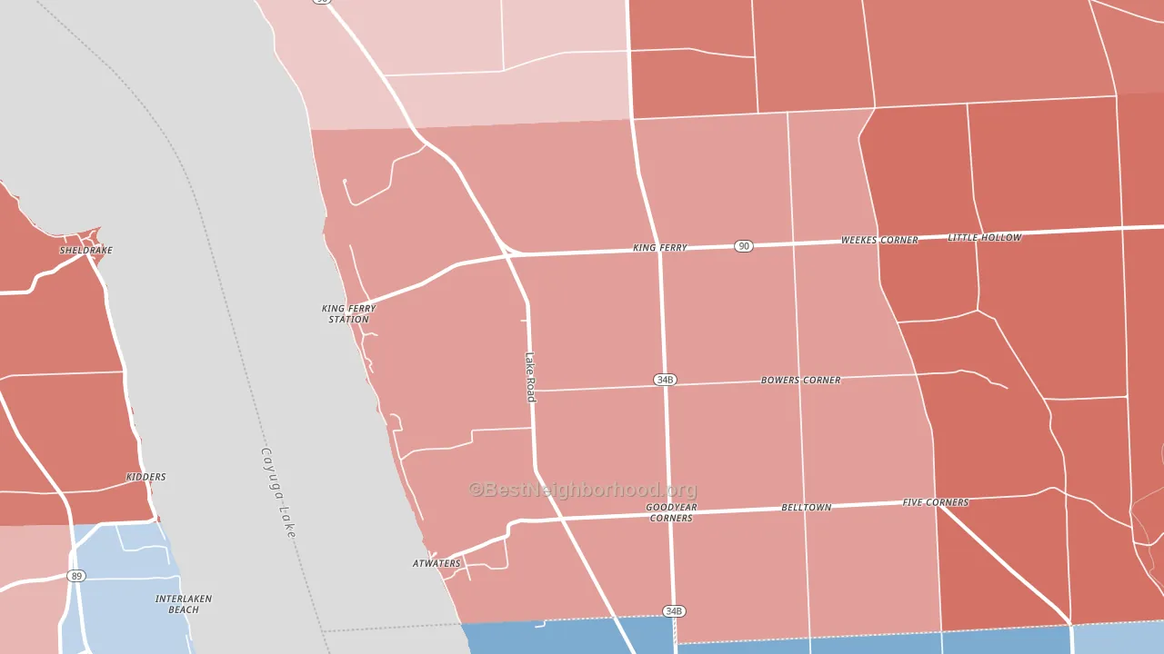 King Ferry, NY block-group political-lean map