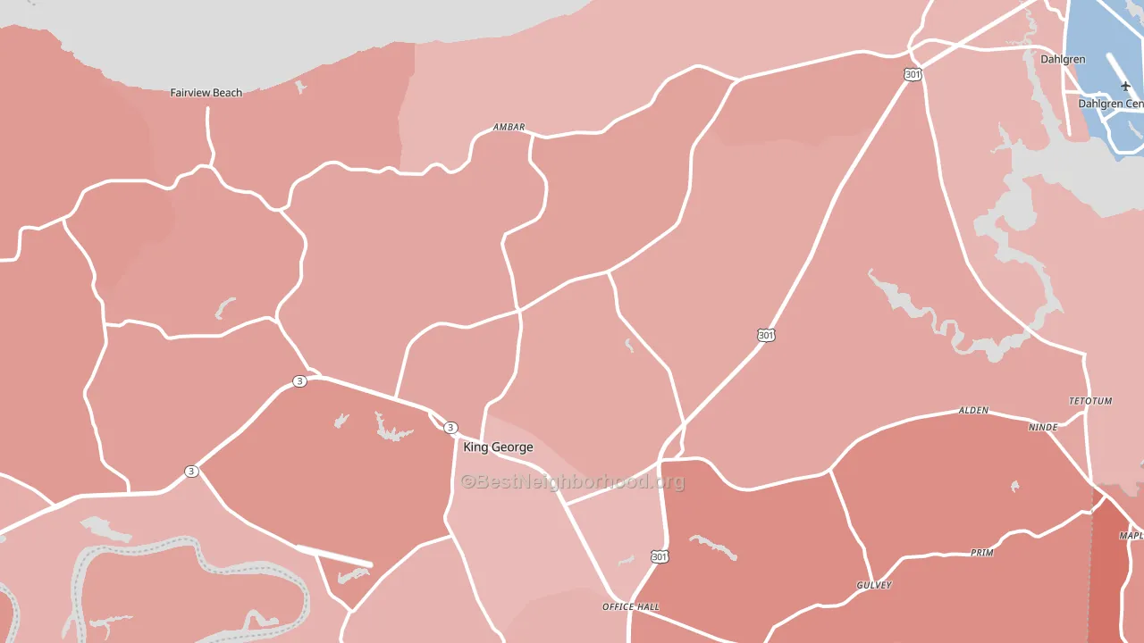 King George County, VA block-group political-lean map