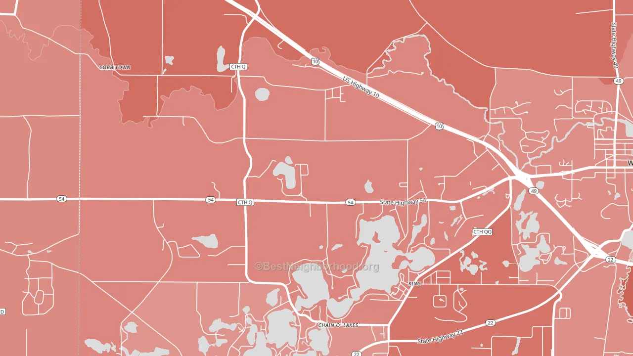 King, WI block-group political-lean map