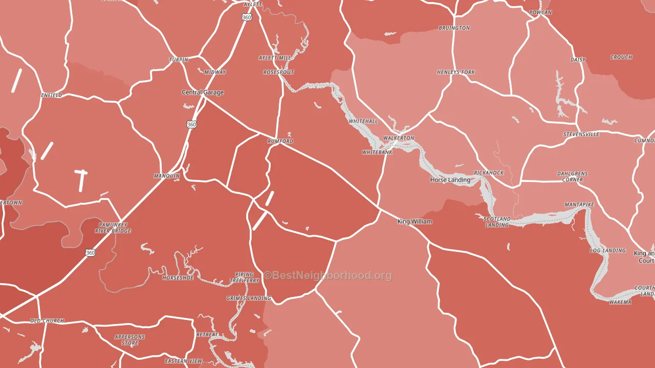 King William County, VA block-group political-lean map