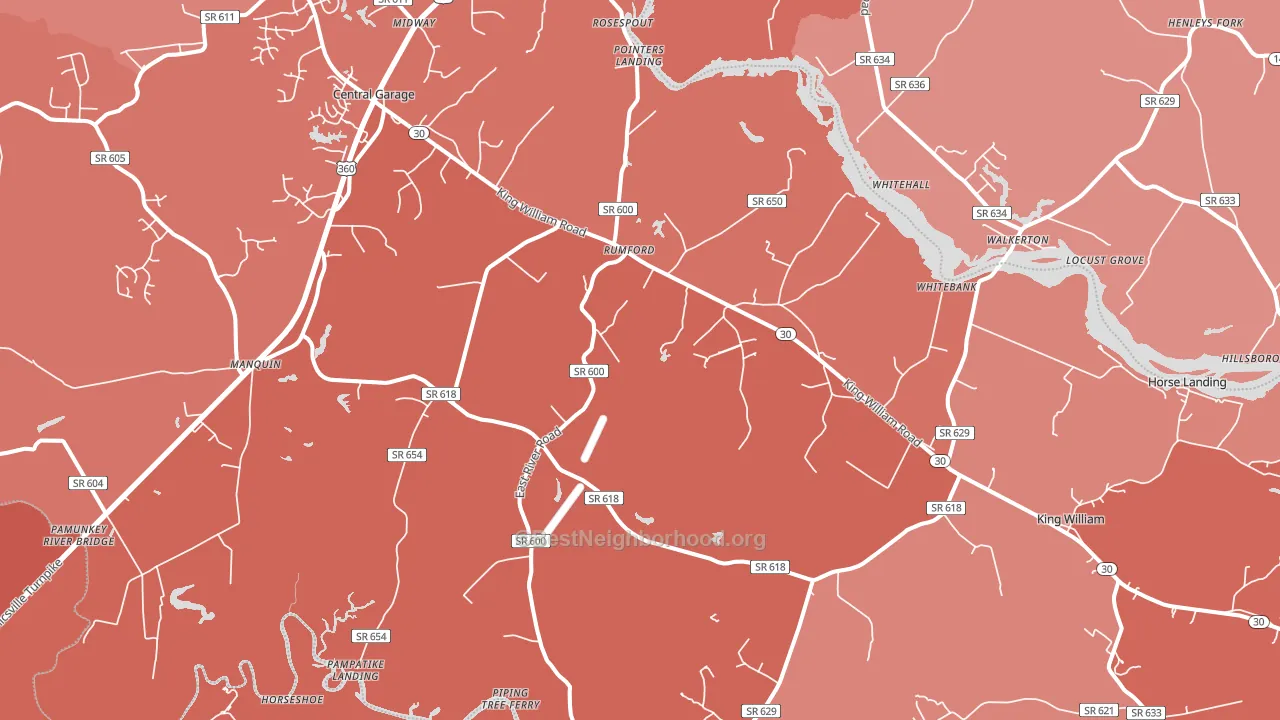 King William, VA block-group political-lean map
