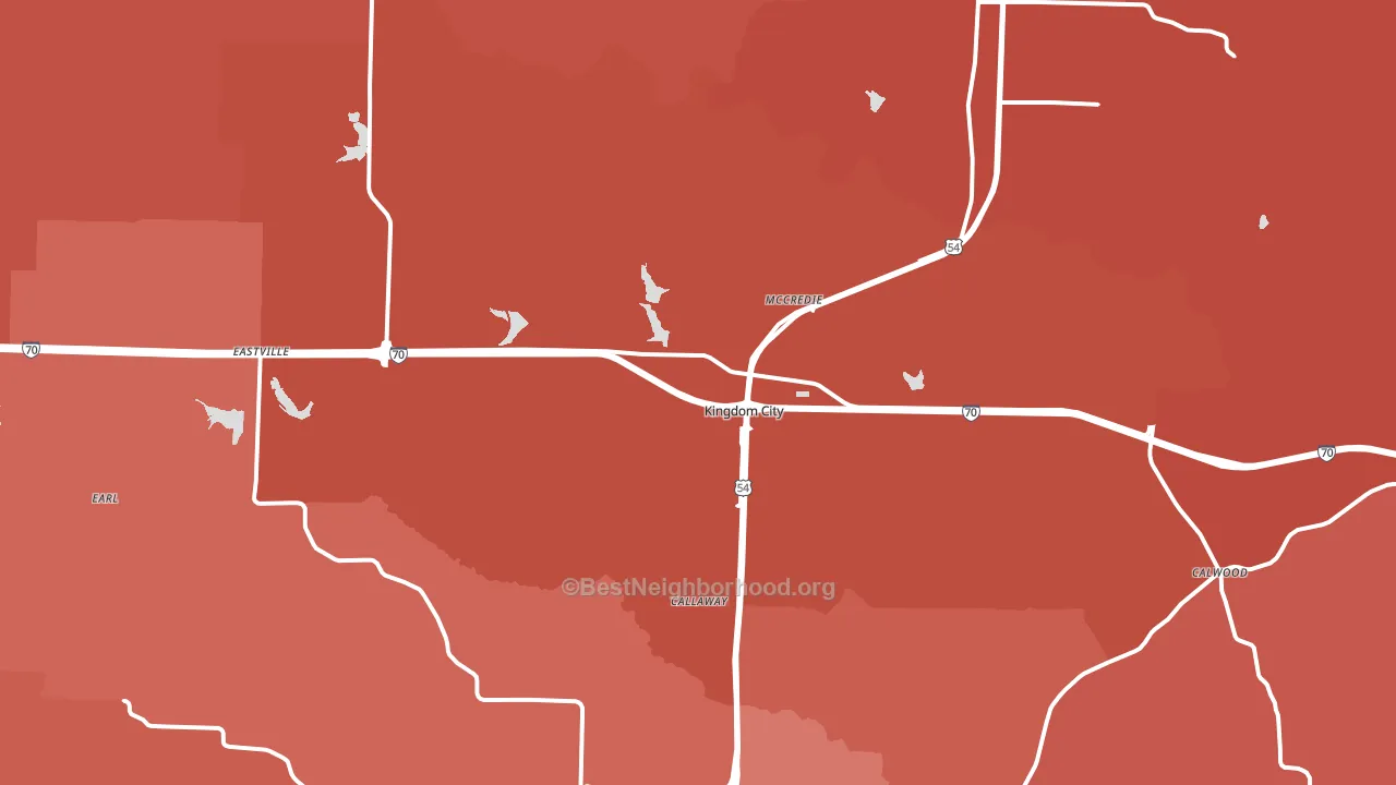 Kingdom City, MO block-group political-lean map