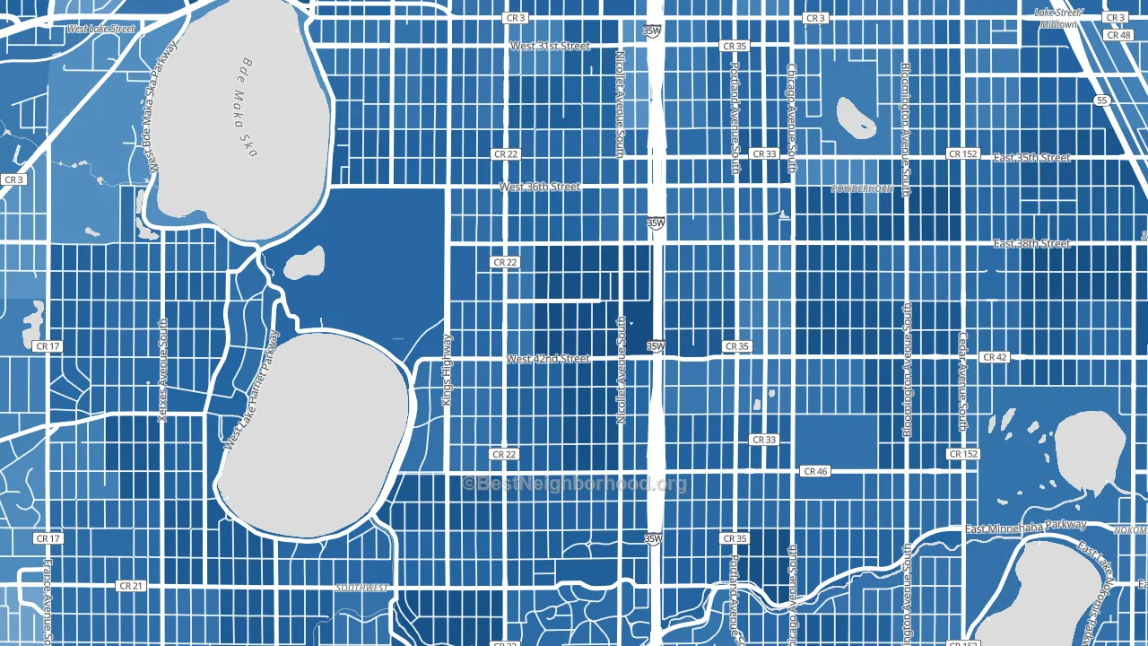 Kingfield, Minneapolis, MN block-group political-lean map
