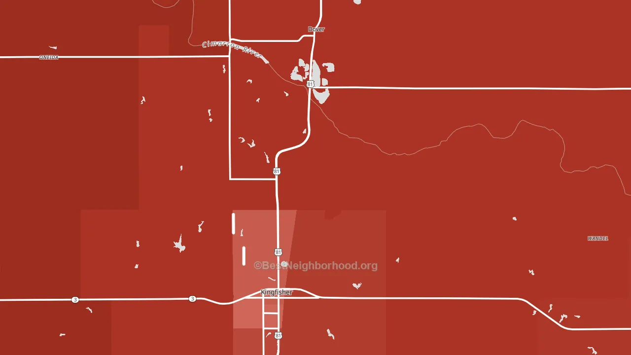 Kingfisher County, OK block-group political-lean map