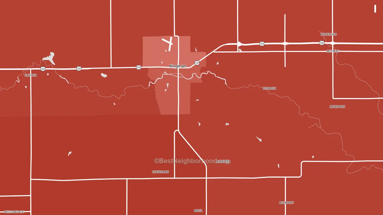 Kingman County, KS block-group political-lean map