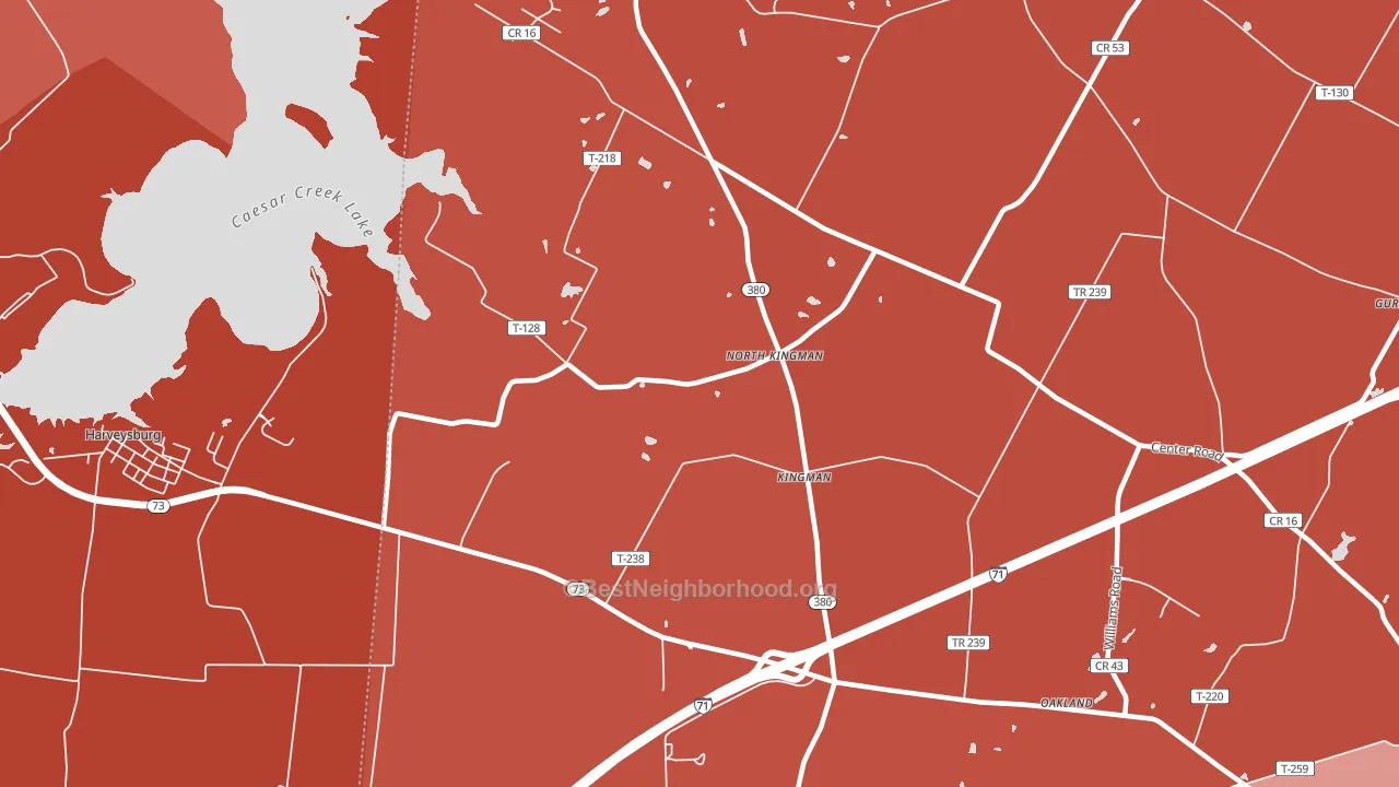 Kingman, OH block-group political-lean map