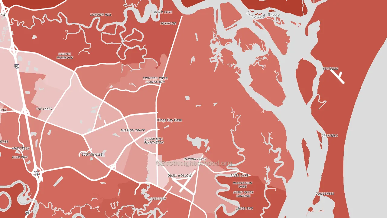 Kings Bay, GA block-group political-lean map