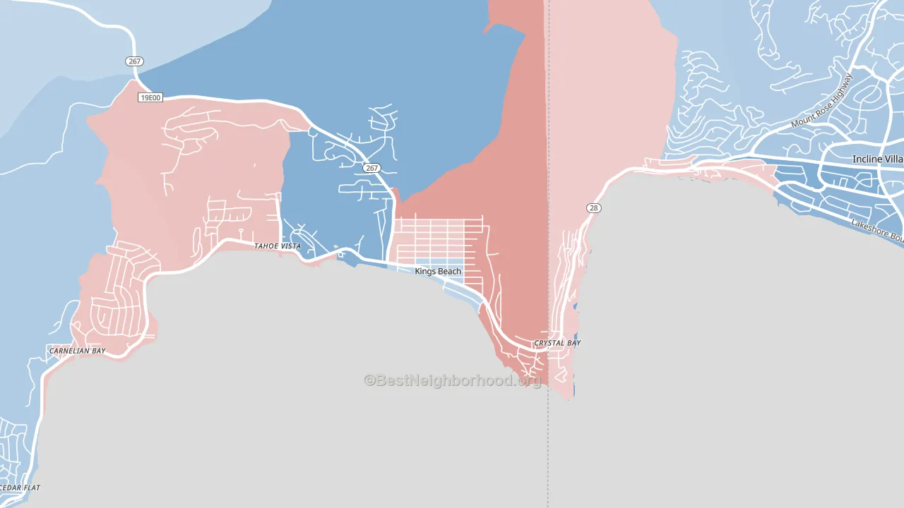 Kings Beach, CA block-group political-lean map