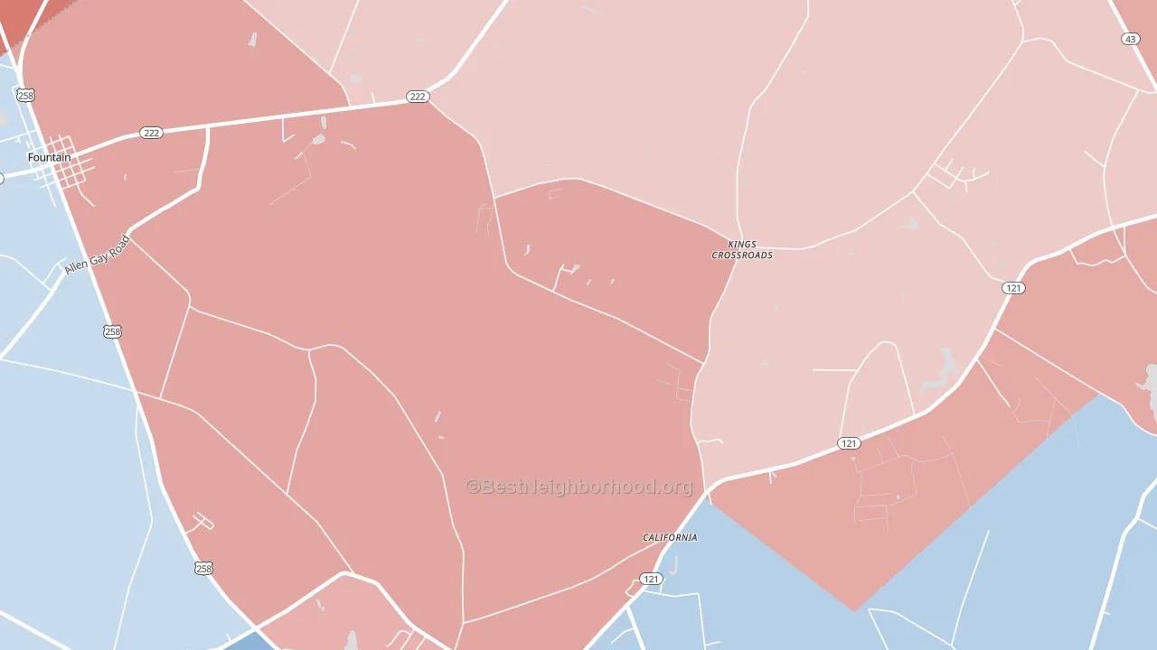 Kings Crossroads, NC block-group political-lean map