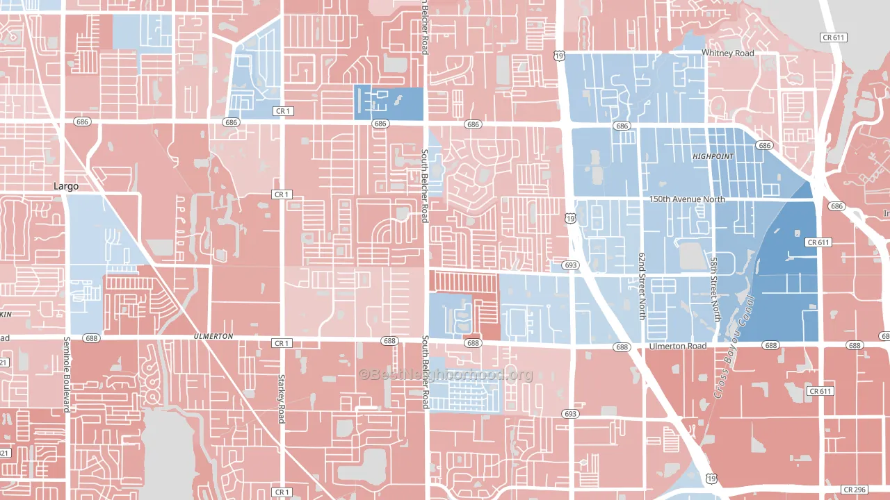 Kings Manor, Largo, FL block-group political-lean map