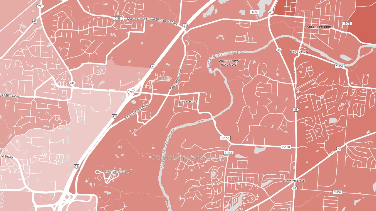 Kings Mills, OH block-group political-lean map