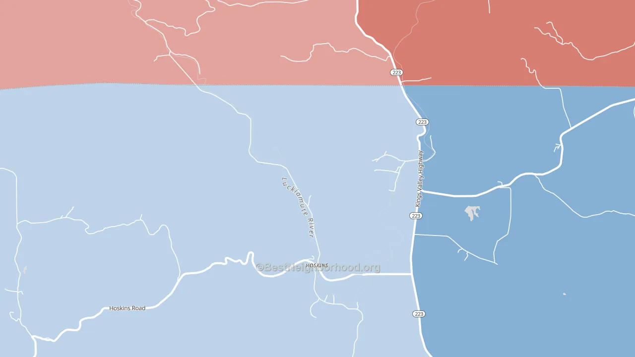 Kings Valley, OR block-group political-lean map
