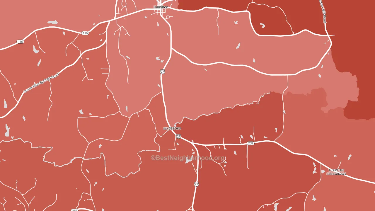 Kingsboro, GA block-group political-lean map