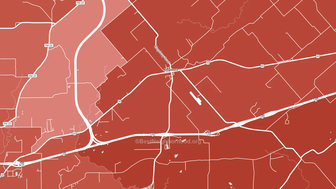 Kingsbury, TX block-group political-lean map