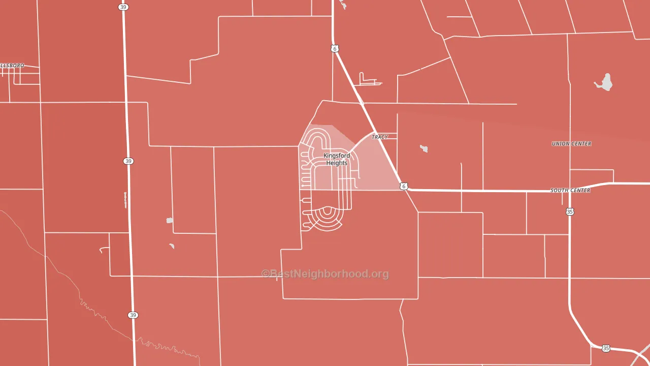 Kingsford Heights, IN block-group political-lean map