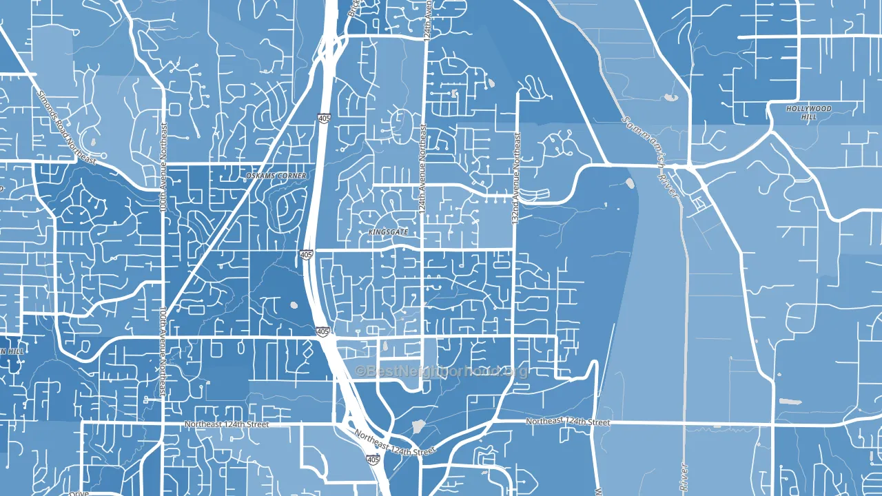 Kingsgate, WA block-group political-lean map