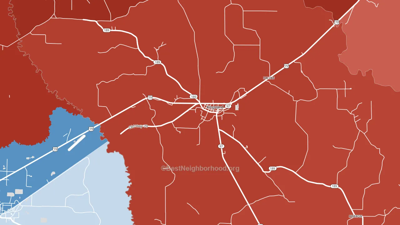 Kingsland, AR block-group political-lean map