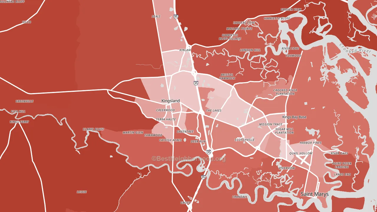 Kingsland, GA block-group political-lean map