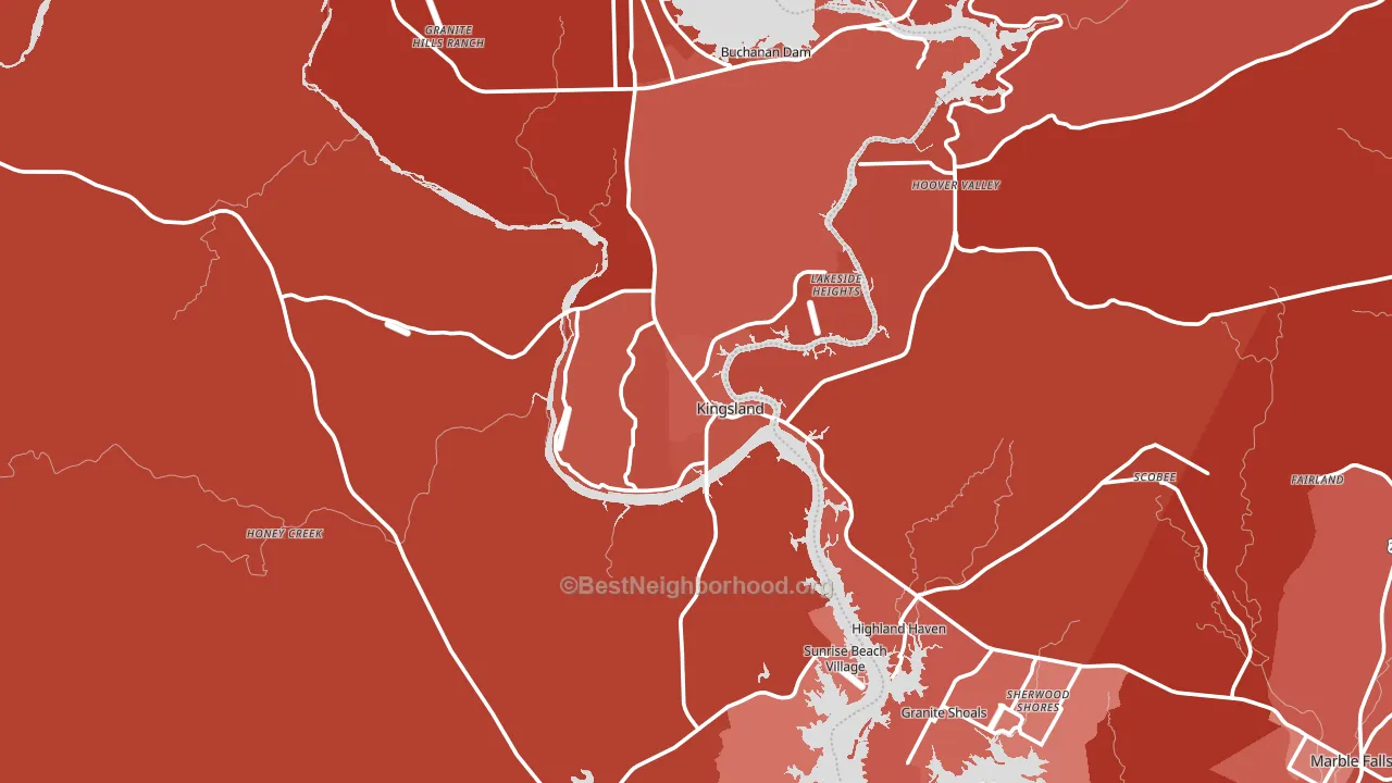 Kingsland, TX block-group political-lean map
