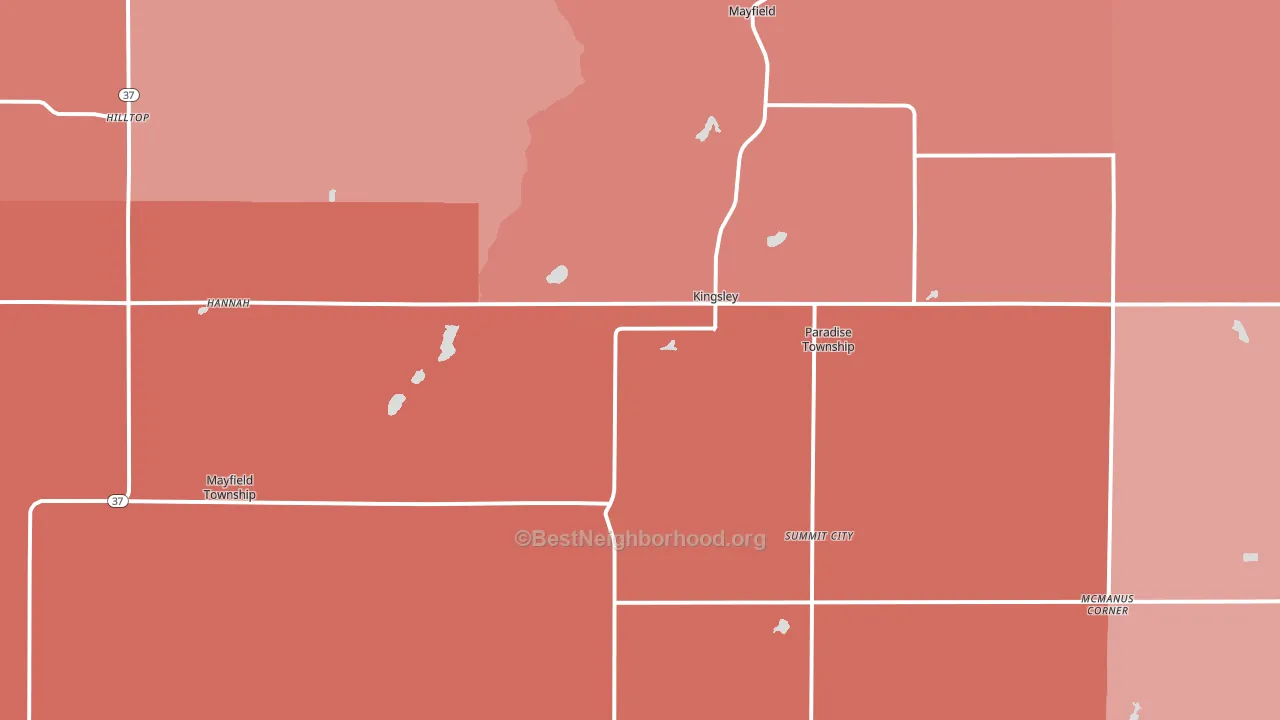Kingsley, MI block-group political-lean map
