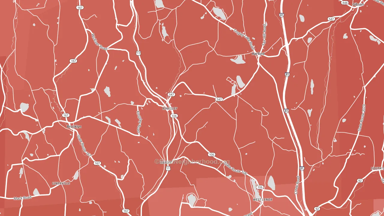 Kingsley, PA block-group political-lean map
