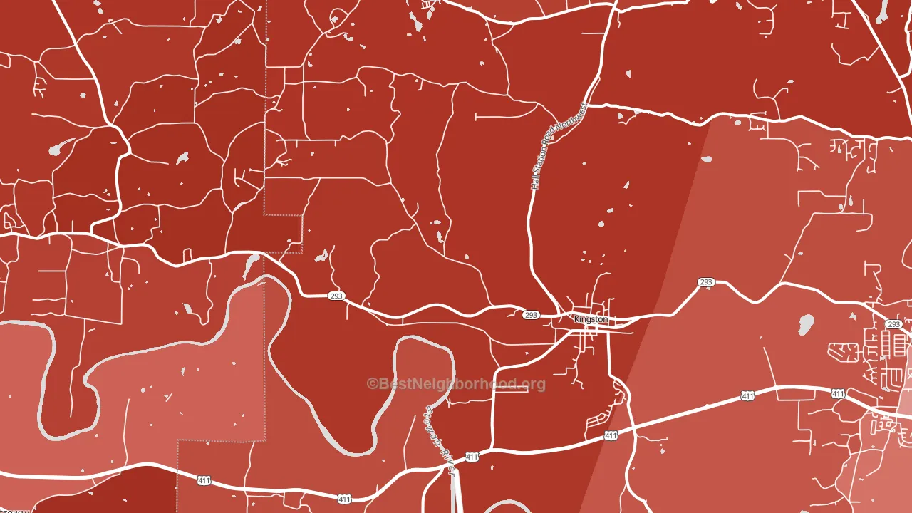 Kingston, GA block-group political-lean map