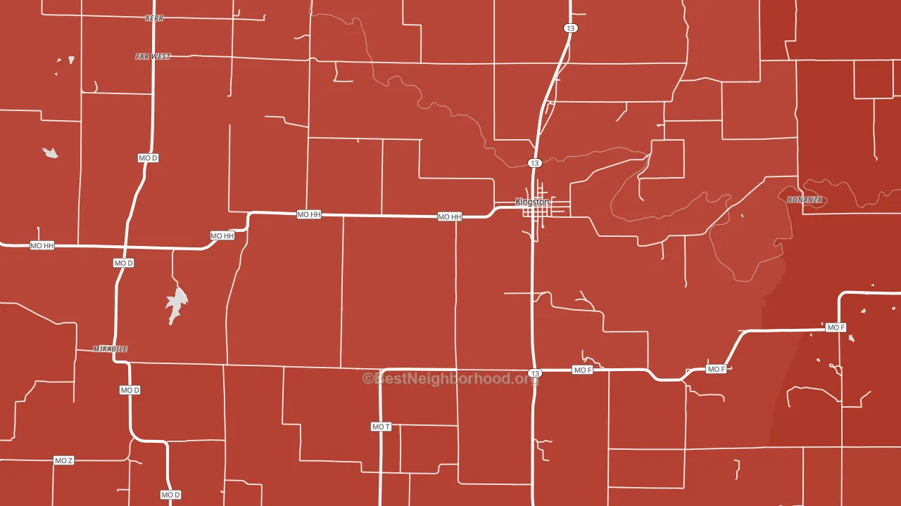 Kingston, MO block-group political-lean map