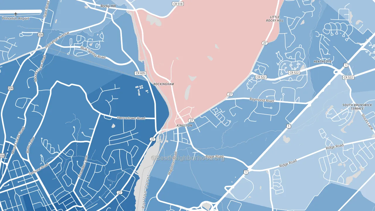 Kingston, NJ block-group political-lean map
