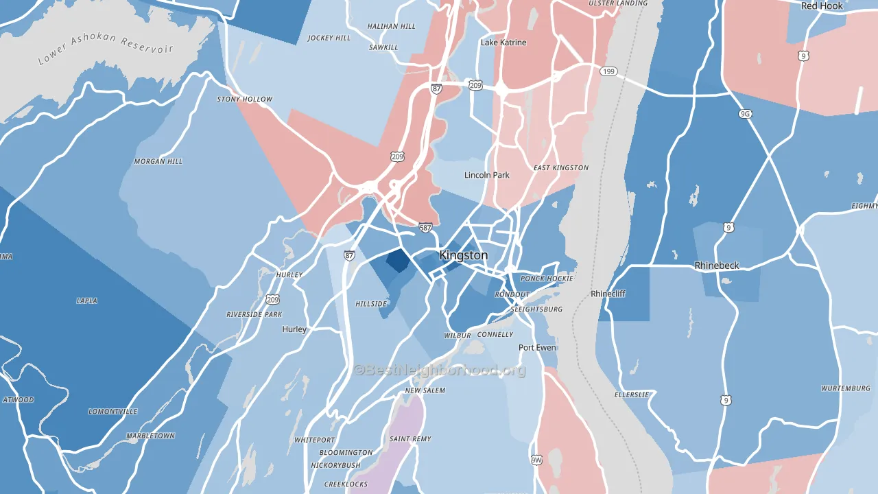 Kingston, NY block-group political-lean map