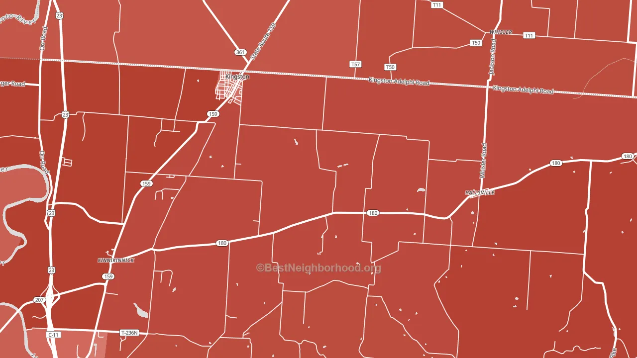 Kingston, OH block-group political-lean map
