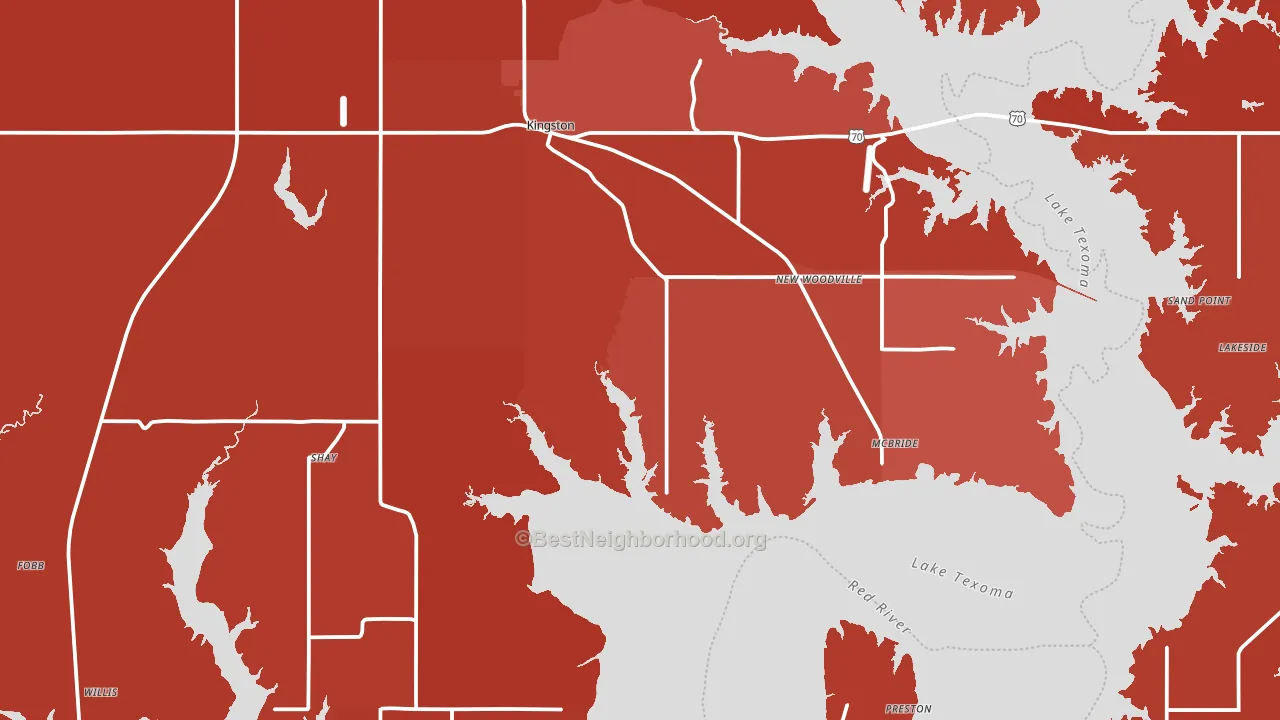 Kingston, OK block-group political-lean map
