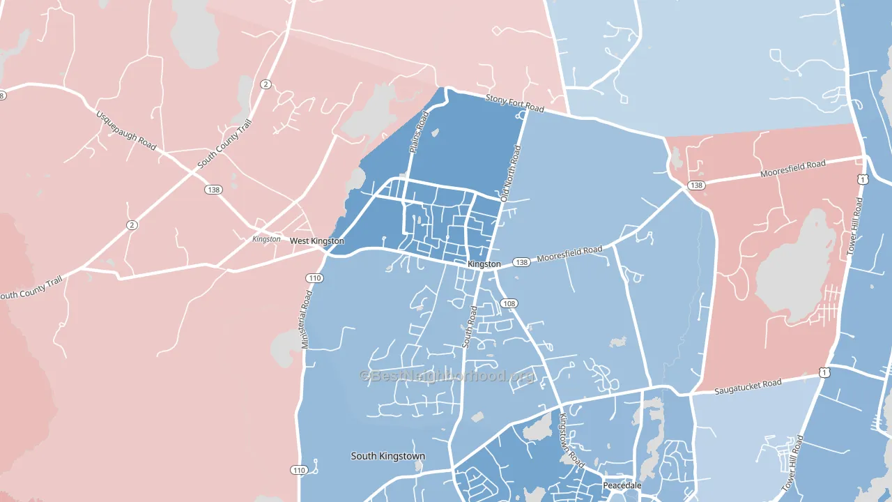 Kingston, RI block-group political-lean map
