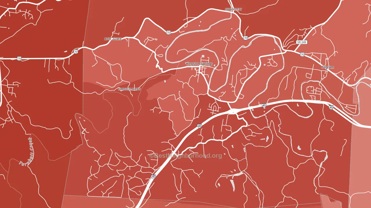 Kingston Springs, TN block-group political-lean map