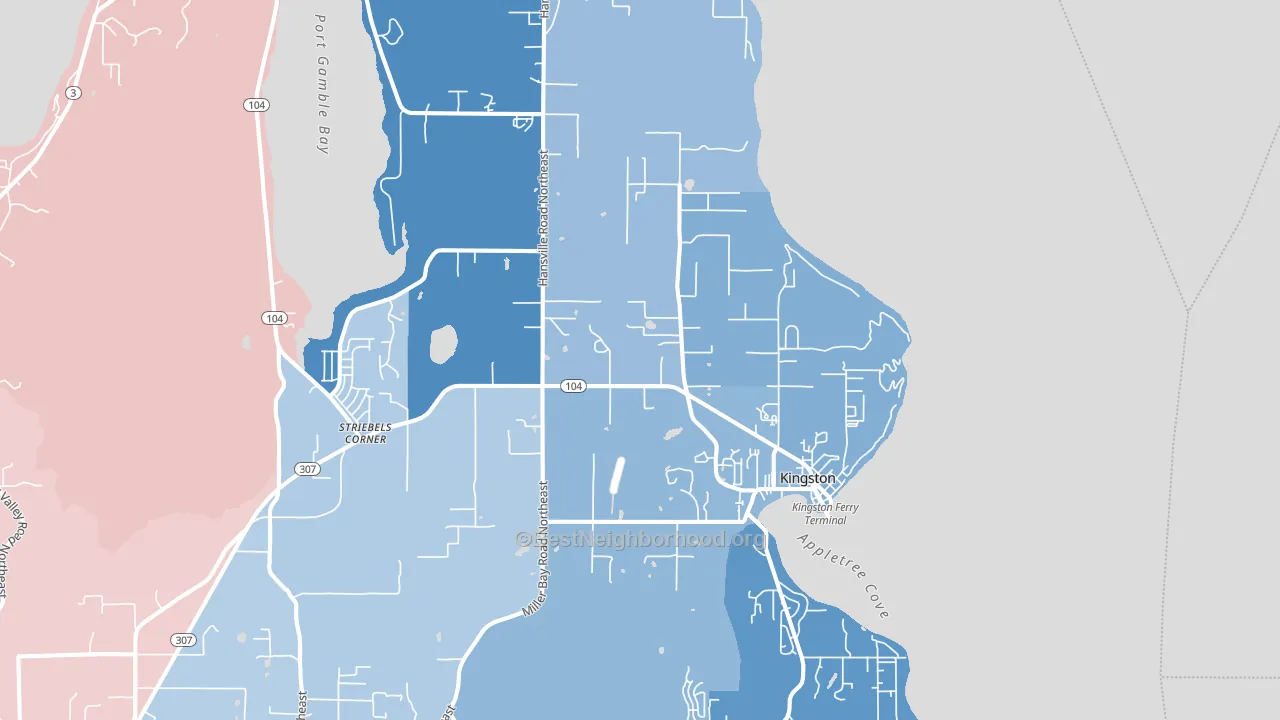 Kingston, WA block-group political-lean map