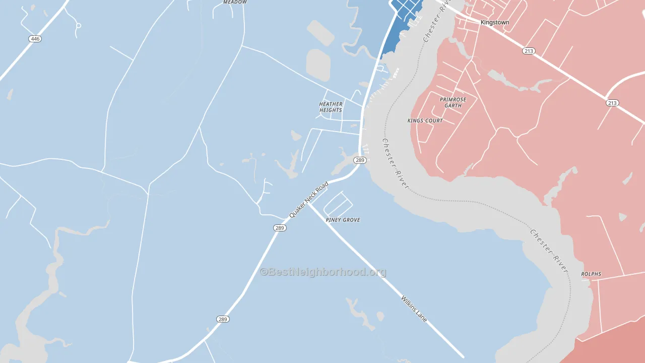 Kingstown, MD block-group political-lean map