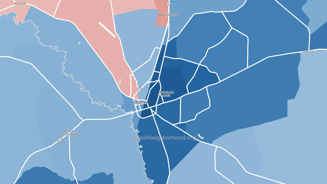 Kingstree, SC block-group political-lean map