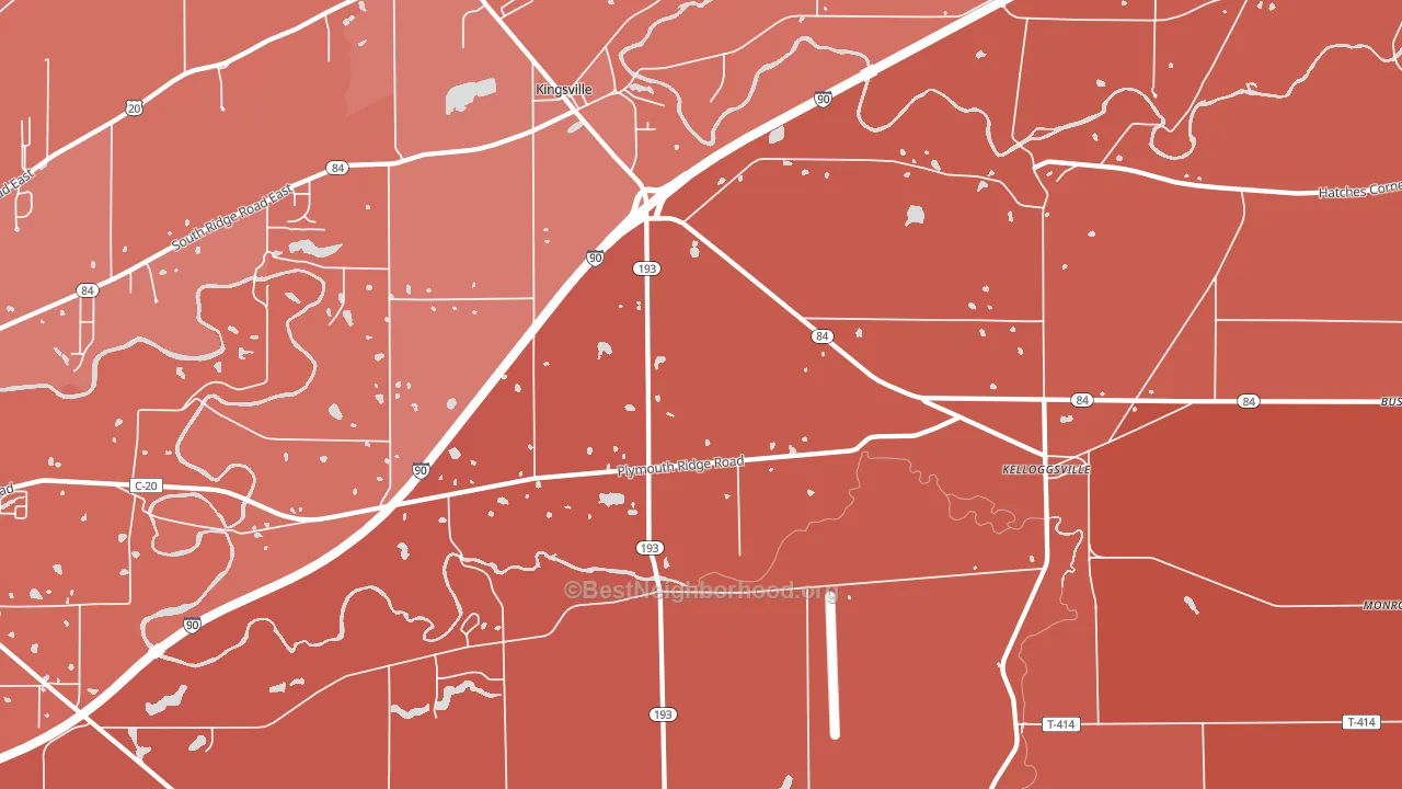 Kingsville, OH block-group political-lean map