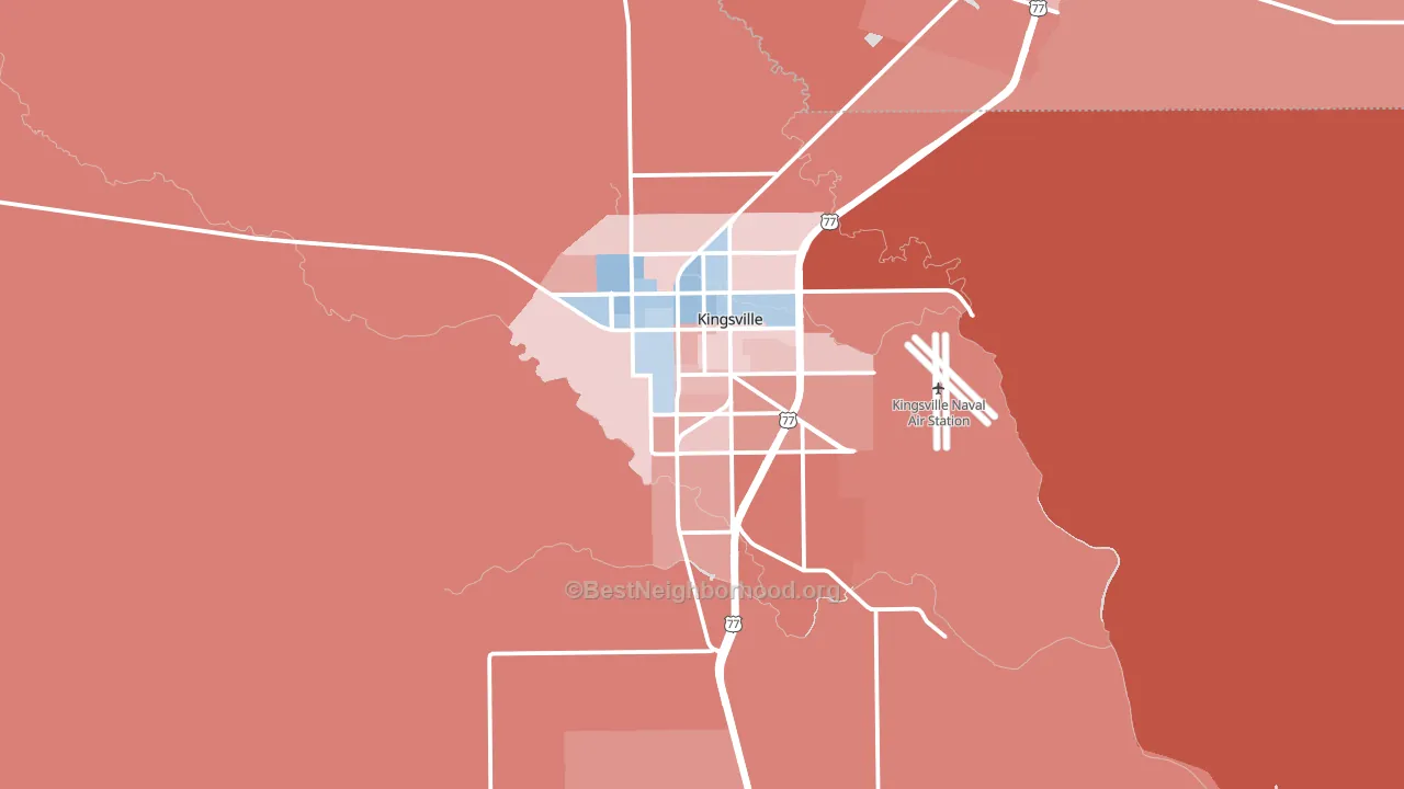 Kingsville, TX block-group political-lean map