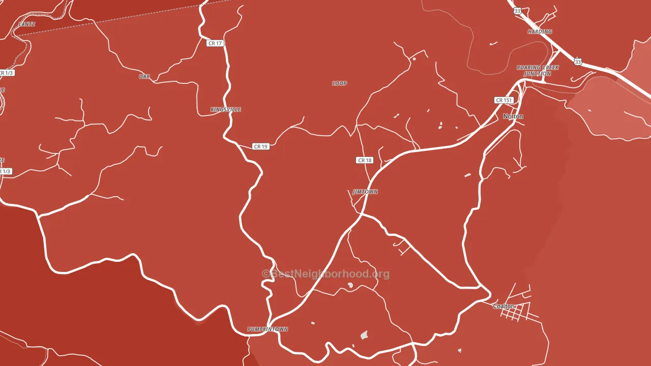 Kingsville, WV block-group political-lean map