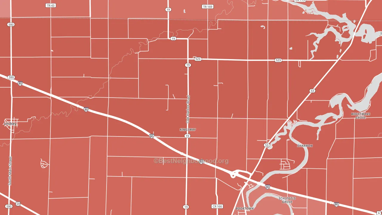 Kingsway, OH block-group political-lean map