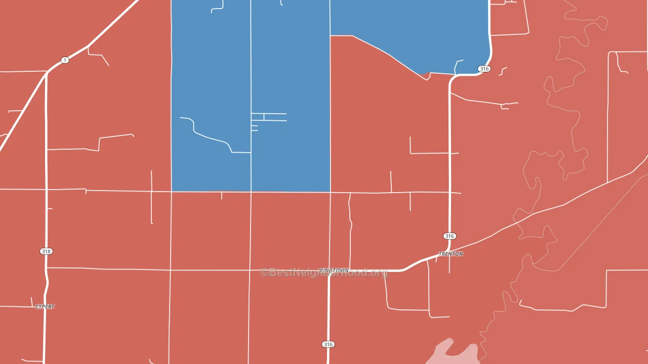 Kingtown, AR block-group political-lean map