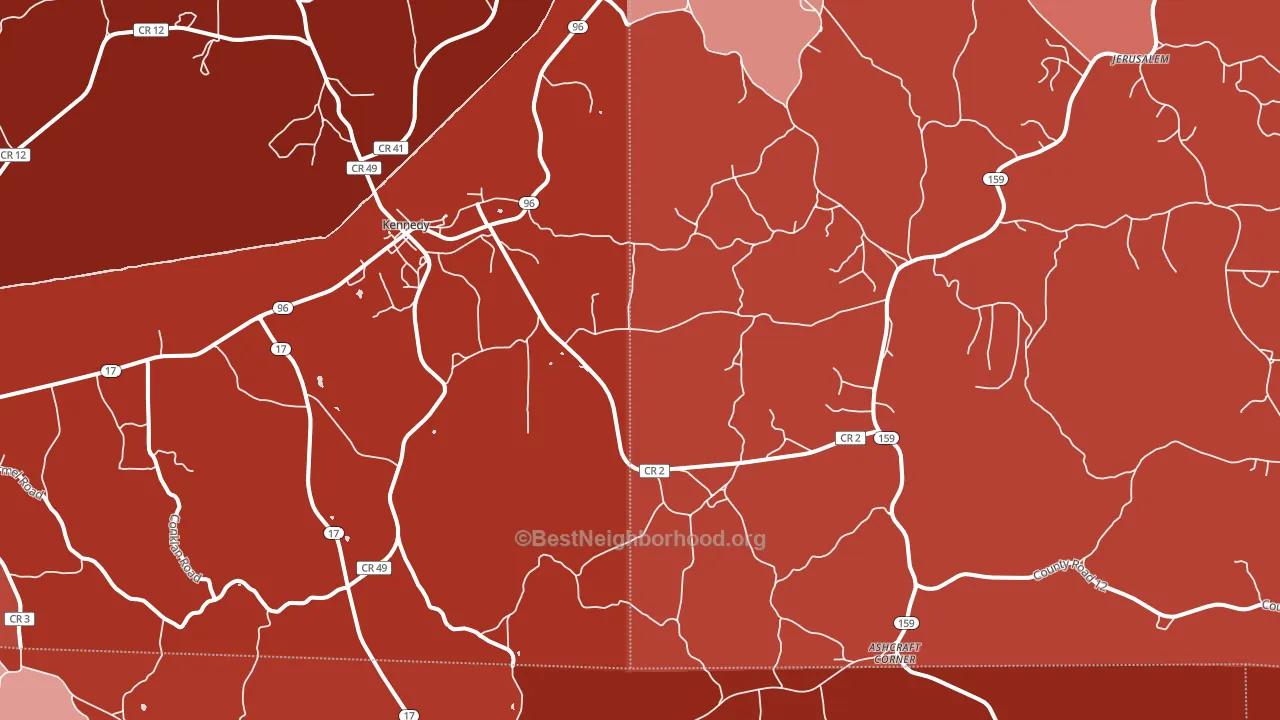 Kingville, AL block-group political-lean map